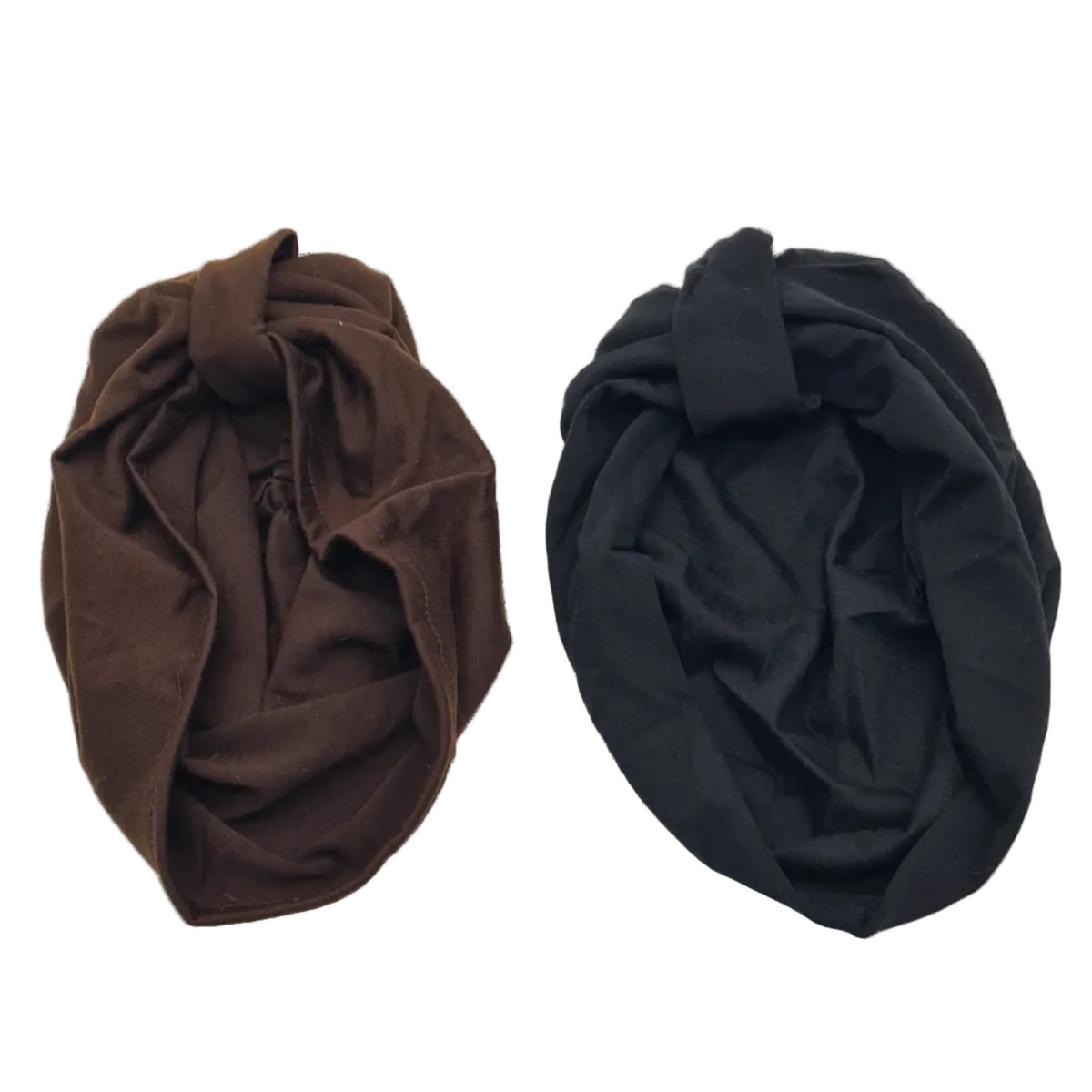 Woman wearing the Migant black soft knotted turban headband