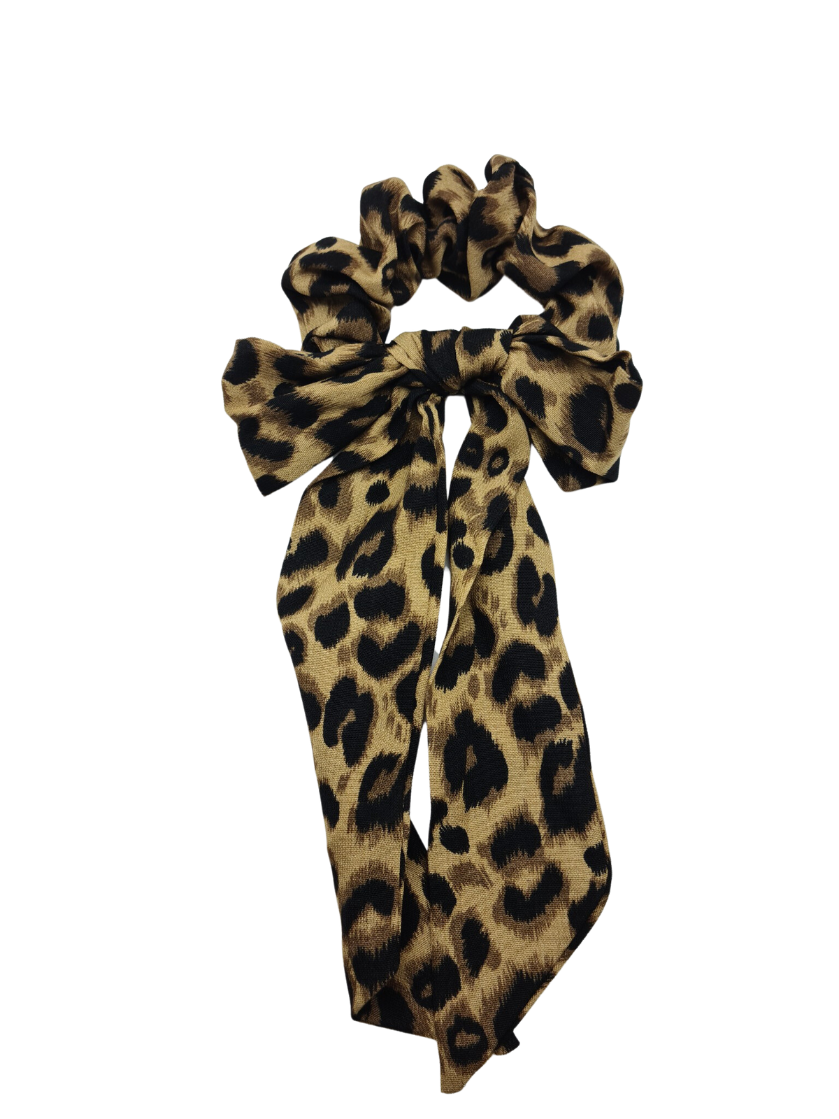 Leopard Print Satin Scrunchie Bow Set