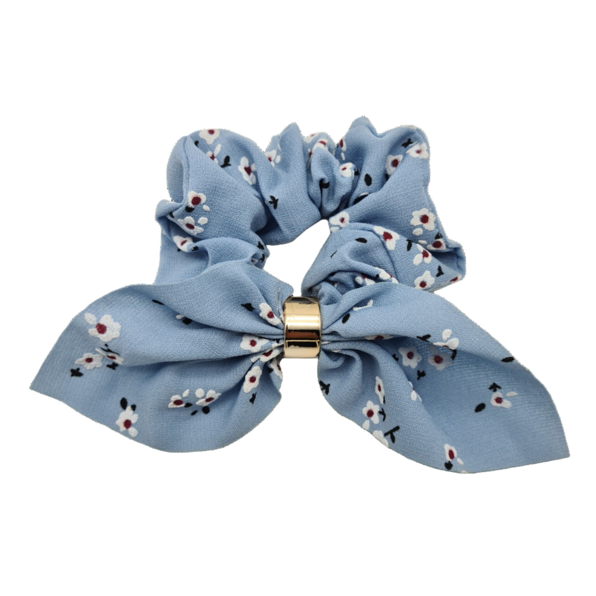 Migant Floral Bow Satin Scrunchies – Set of 5