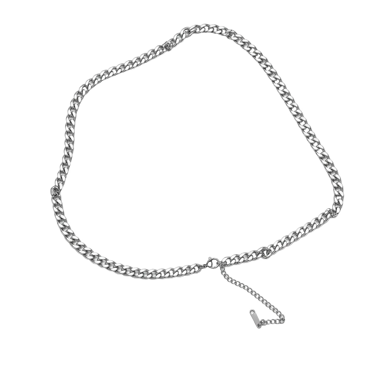 Men's silver-tone curb chain necklace with adjustable extension chain