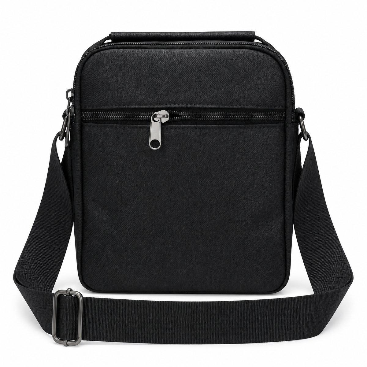 Across 5112 black multi-compartment crossbody shoulder bag rear view on white background