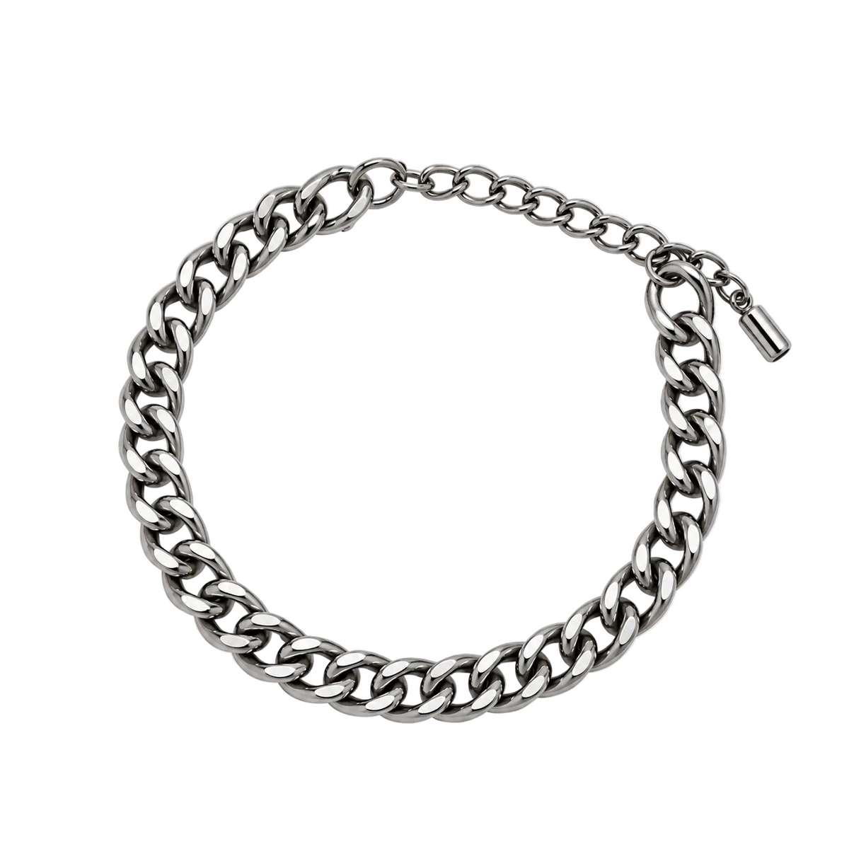 Migant men's slim silver curb chain bracelet