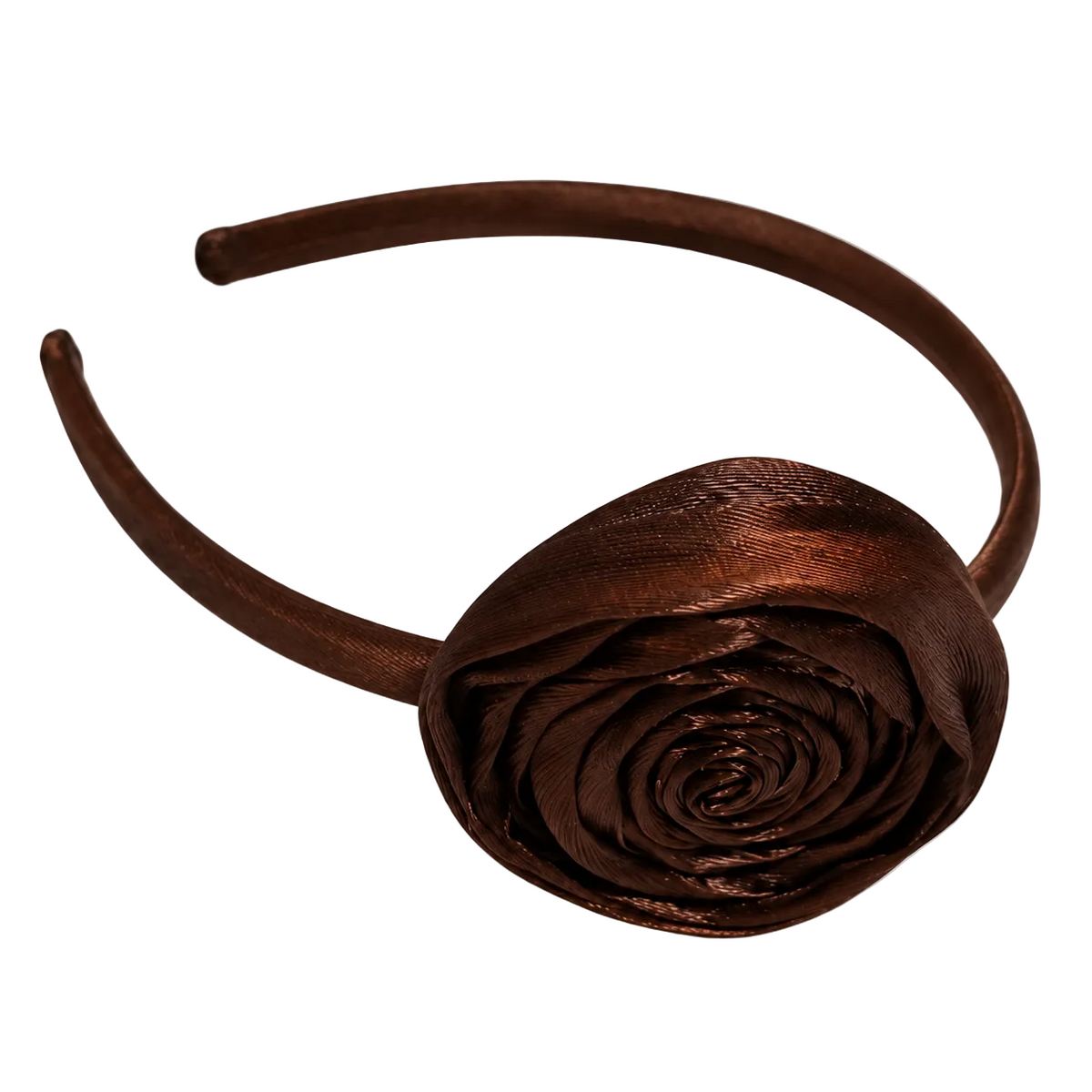 Brown satin rose headband