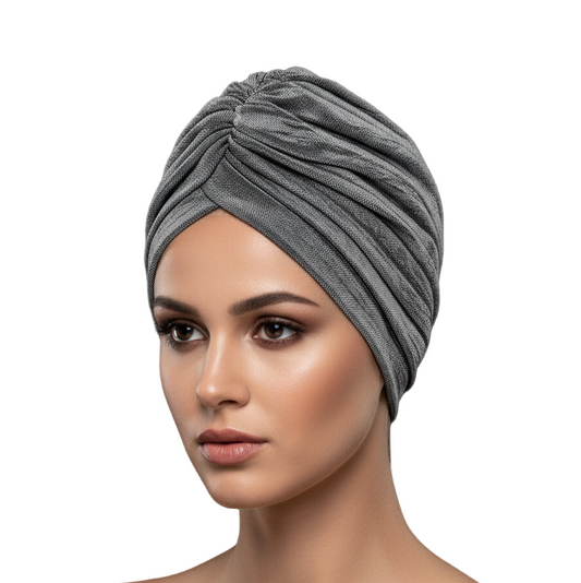 Migant Black Pleated Turban Headband