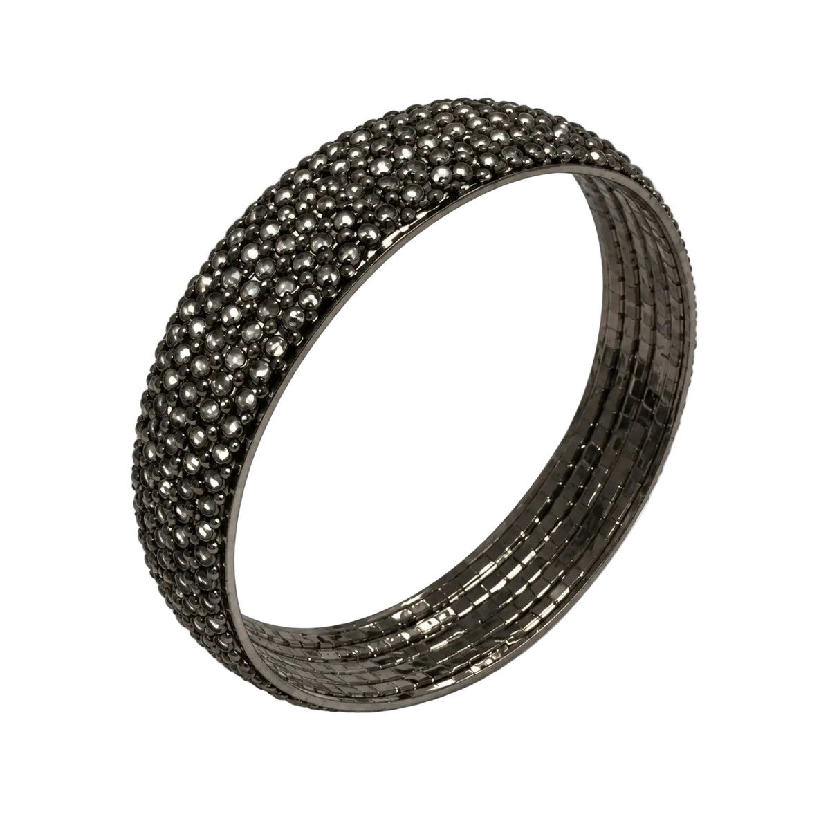 Gunmetal textured multi-row women's bangle bracelet