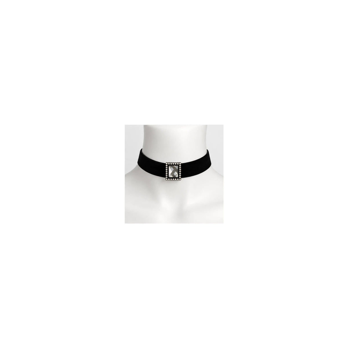 Migant women's black crystal choker necklace on mannequin