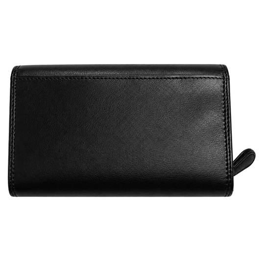 Migant black long leather wallet back view