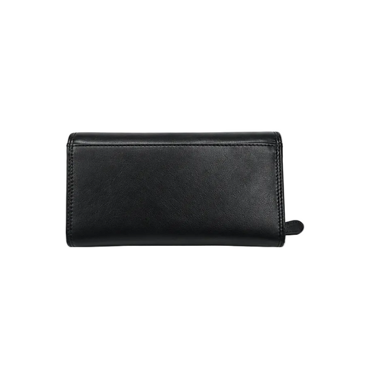 Migant women's black long wallet back view