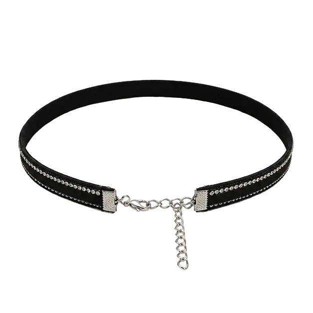 Migant women's black rhinestone choker necklace back view