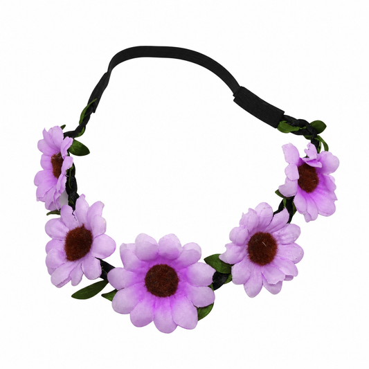 Migant boho floral elastic headband in purple