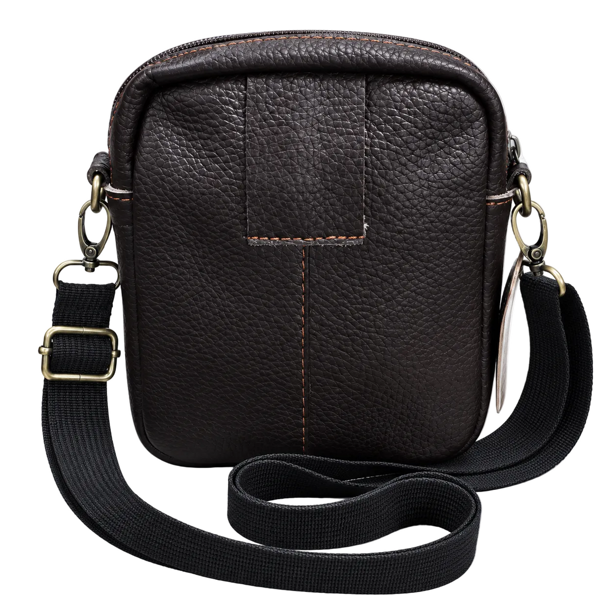Migant dark brown genuine leather crossbody bag rear view