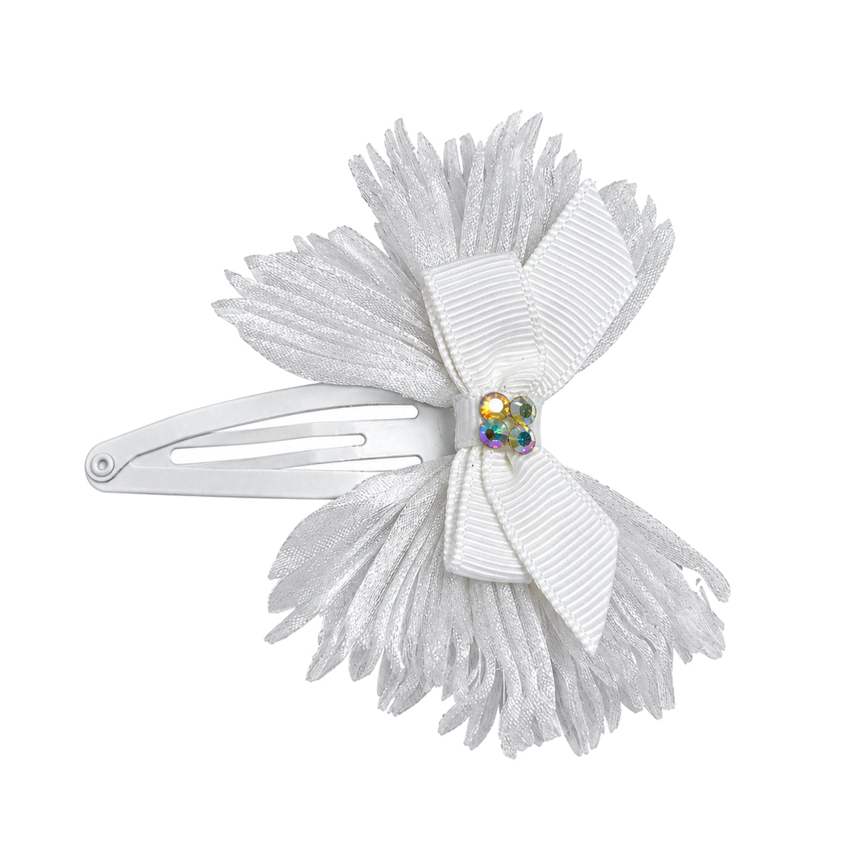 Migant Kids floral bow snap hair clip in white