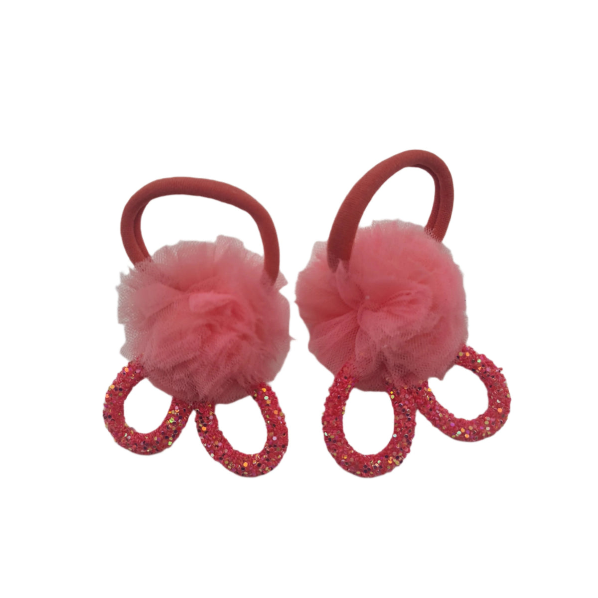 Migant Cute Pom Pom Glitter Hair Ties – Set of 6 Colors