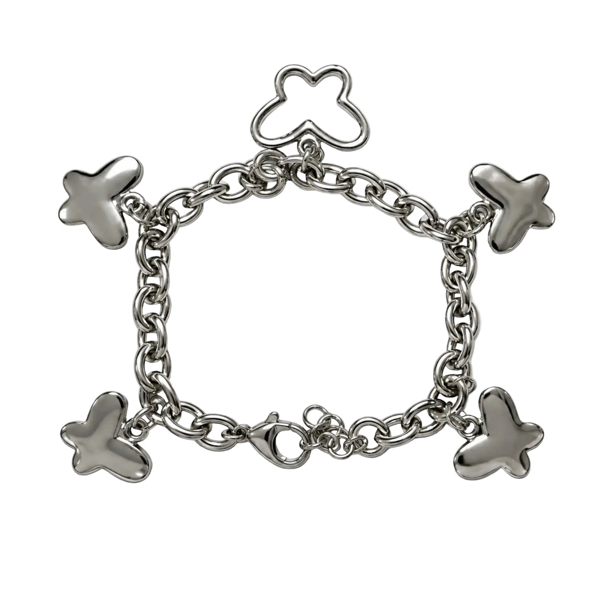 Silver-tone bracelet with five butterfly charms