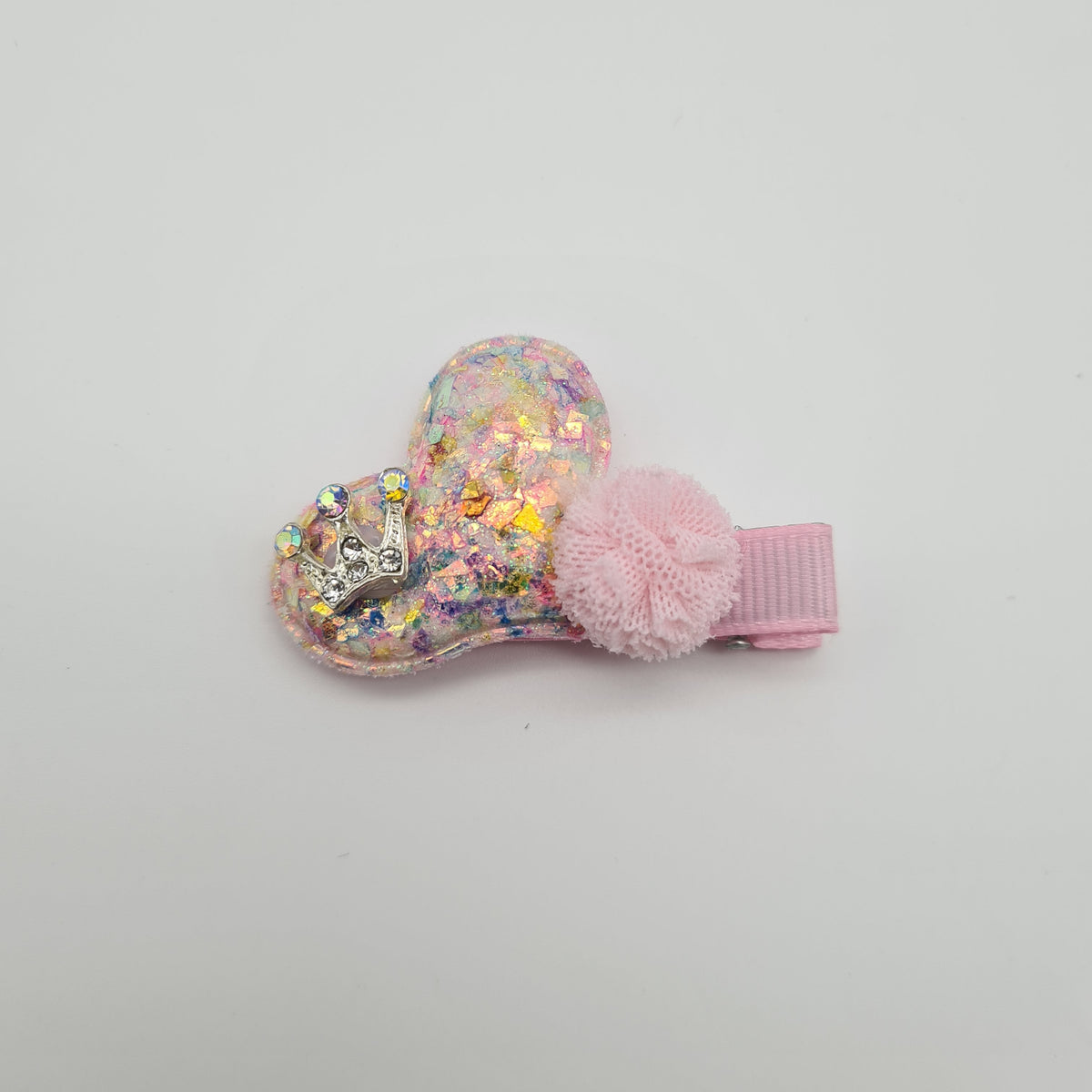 Migant Child Heart & Crown Glitter Hair Clips