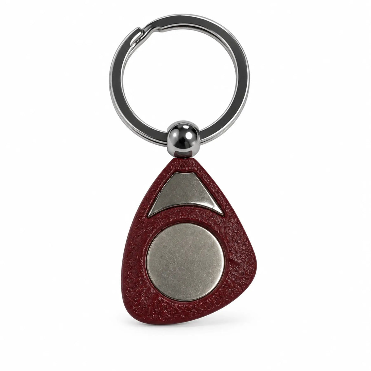 Men's burgundy and silver teardrop keyring