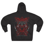 Load image into Gallery viewer, Skull &amp; Blades Hoodie — Red Gothic Metal Graphic Pullover
