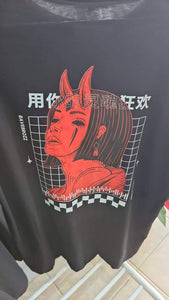 Oversized tshirt gothic japanese devil girl