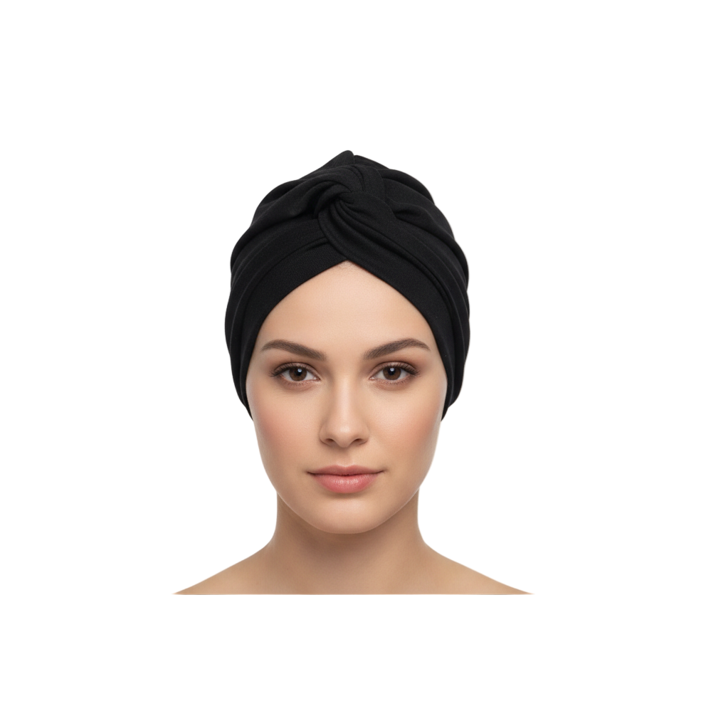 turbans, one brown and one black