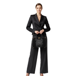 Load image into Gallery viewer, Black textured handbag with gold accents
