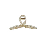 Load image into Gallery viewer, A white hair clip with a heart-shaped ornament and pearl accents

