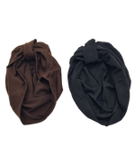 Load image into Gallery viewer, Luxe Knot-Front Turban Duo – Classic Black &amp; Rich Chocolate Brown!
