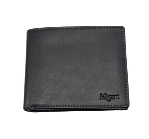 Migant Design black leather wallet in box 100% Genuine Black Cow Leather Wallet - 9 Credit Card Slots 2 Note Compartments and Secure Coin Pocket