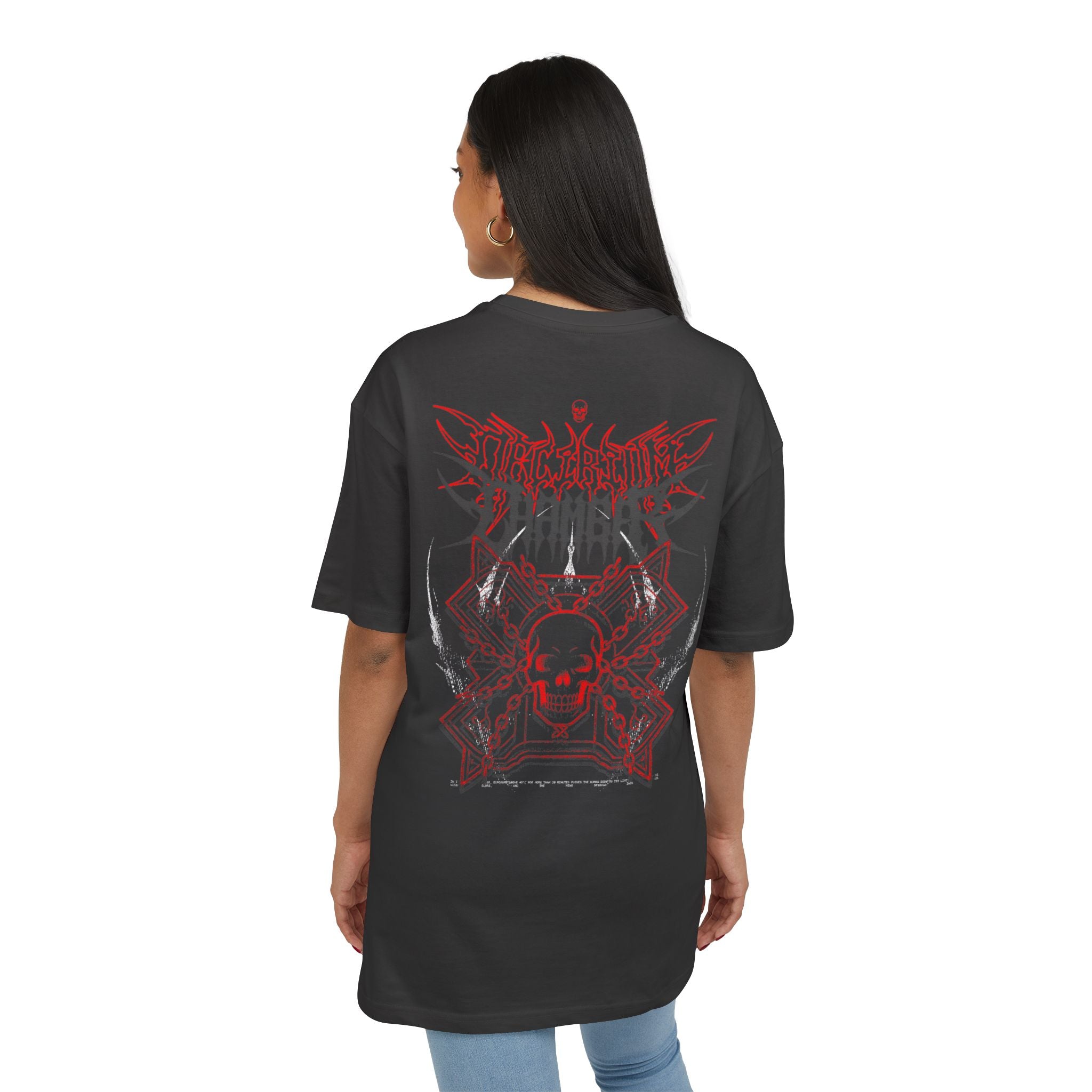 Oversized Graphic Tee — Red Skull Metal Design
