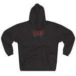 Load image into Gallery viewer, Skull &amp; Blades Hoodie — Red Gothic Metal Graphic Pullover
