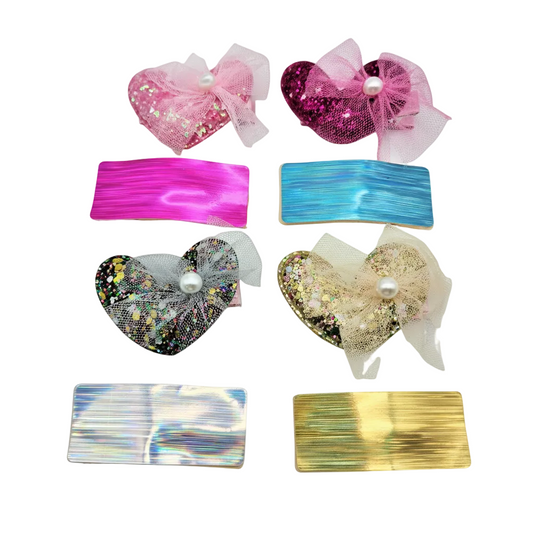 Migant Children Glitter Heart Hair Clips