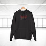 Load image into Gallery viewer, Skull &amp; Blades Hoodie — Red Gothic Metal Graphic Pullover
