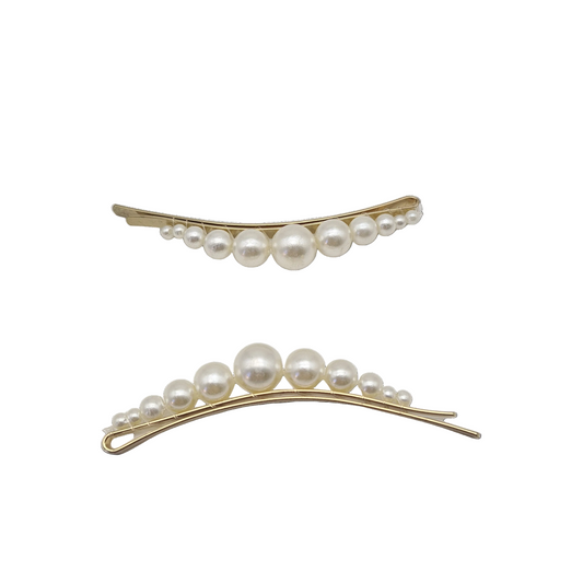 Migant Pearl Graduated Hair Barrettes – Set of 2