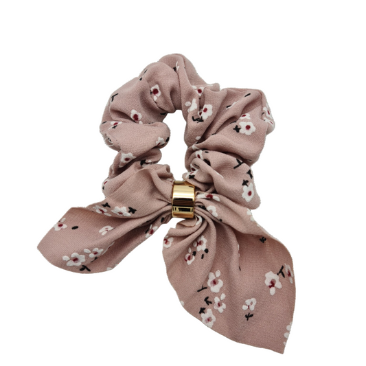 Migant Floral Bow Satin Scrunchies – Set of 5