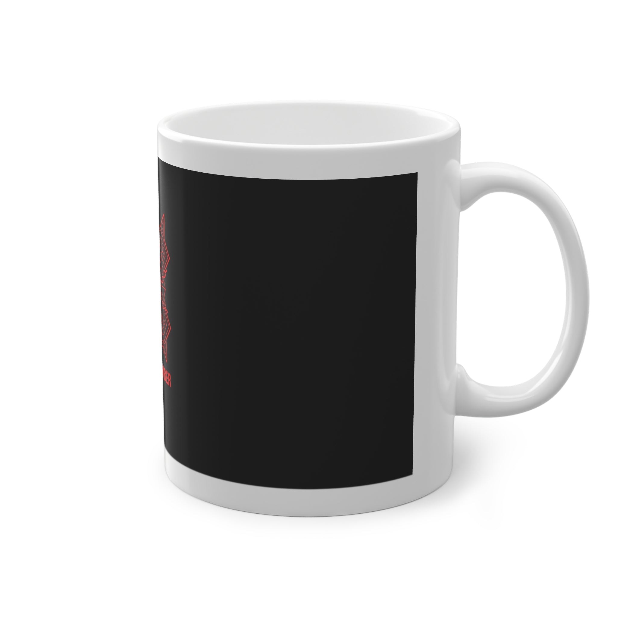 Delirium Chamber Skull Logo Mug — Gothic Red Skull Coffee Cup