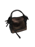 Load image into Gallery viewer, Brown handbag with black accents on a white background
