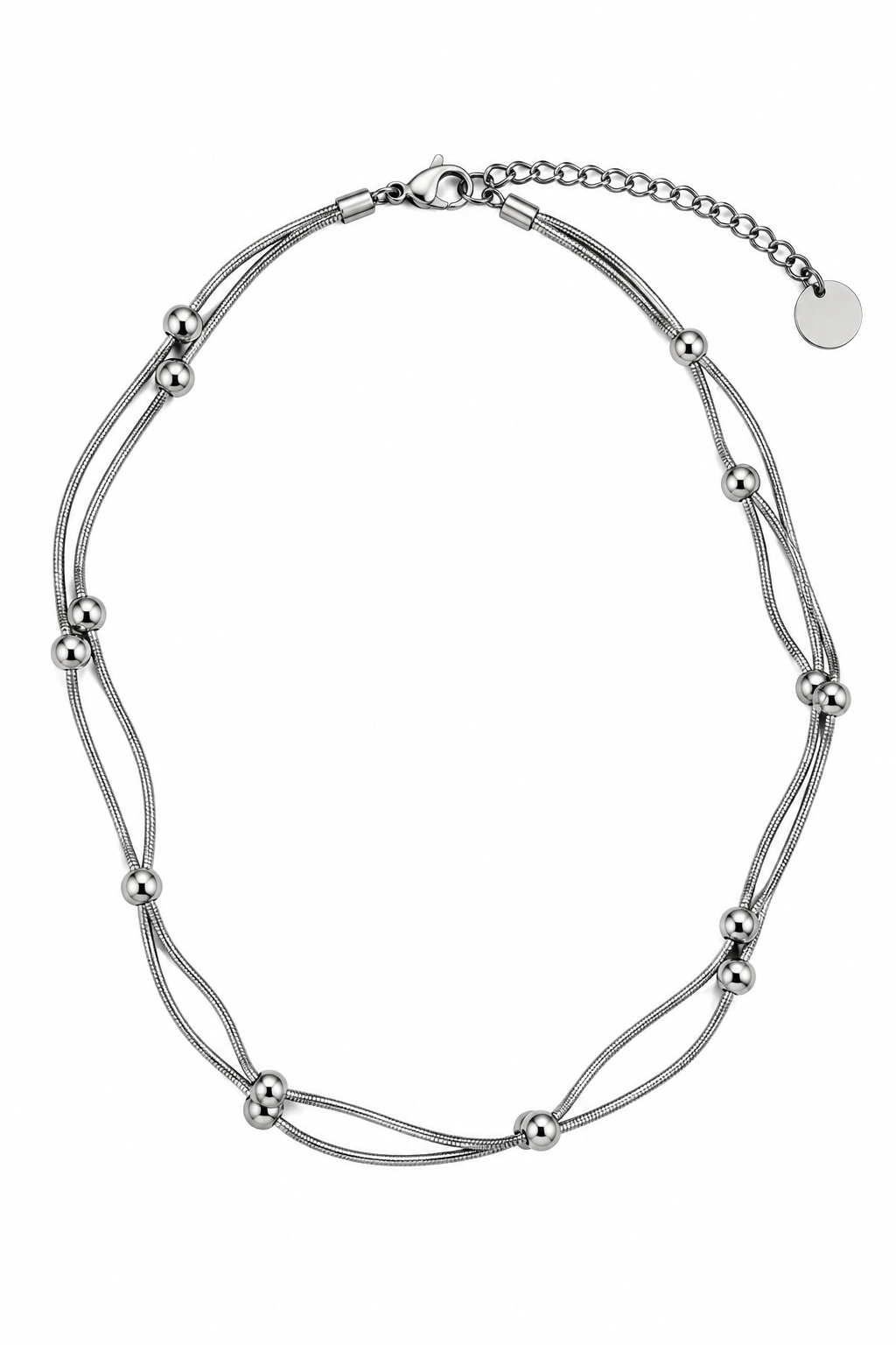 Migant women's silver-tone layered beaded chain necklace