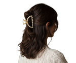 Load image into Gallery viewer, Pearl-Embellished Metal Claw Clip – Gold &amp; Silver
