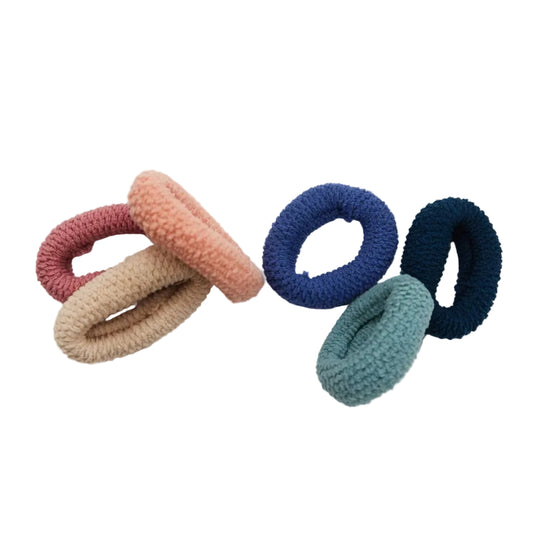 Migant Soft Fuzzy Fabric Hair Ties – Pack of 6 Colors