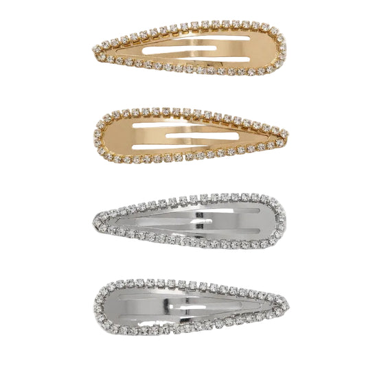Migant Crystal Rhinestone Hair Barrettes – Set of 4