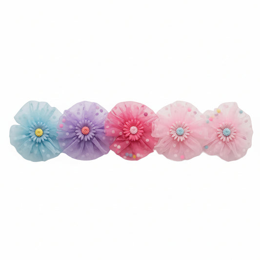 Migant Pastel Flower Tulle Hair Scrunchies – Pairs