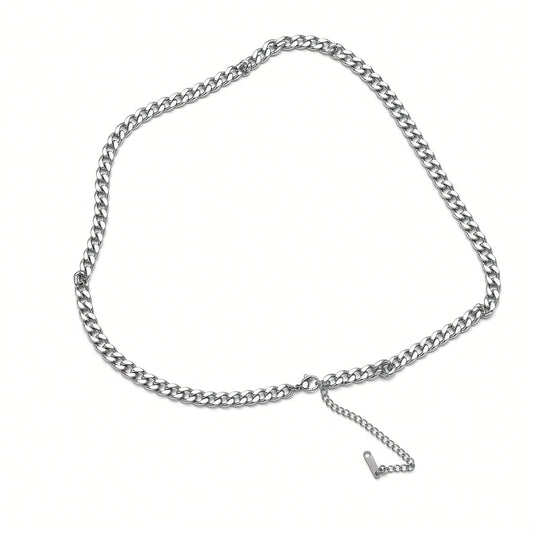 Men's silver-tone curb chain necklace with adjustable extension chain