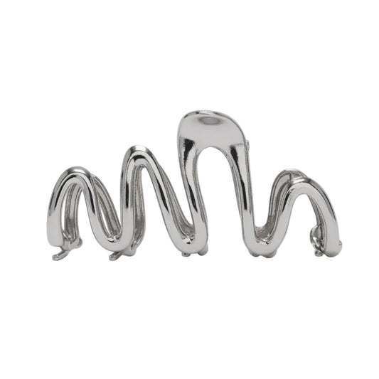 Migant Silver Wavy Zigzag Metal Hair Clip