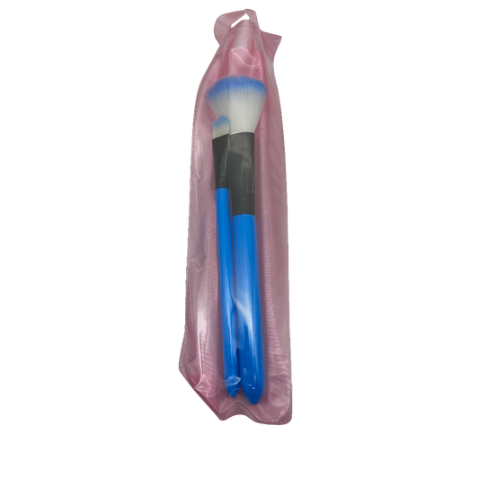 Professional Makeup Brush Set – Blue Handles, 2 Pieces