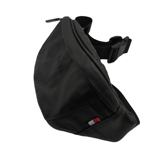 Across Premium Black Leather Waist Bag