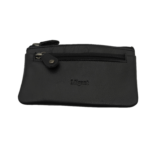 Migant Compact Leather Coin Wallet with Keychain