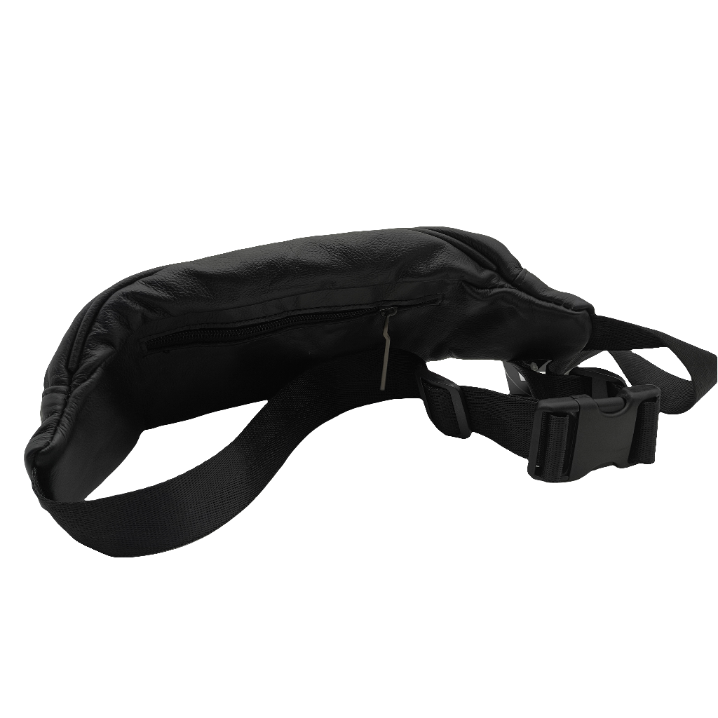 Across Premium Black Leather Waist Bag