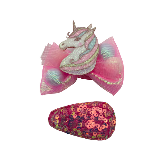 Migant Children Unicorn Sequin Bow Hair Clips