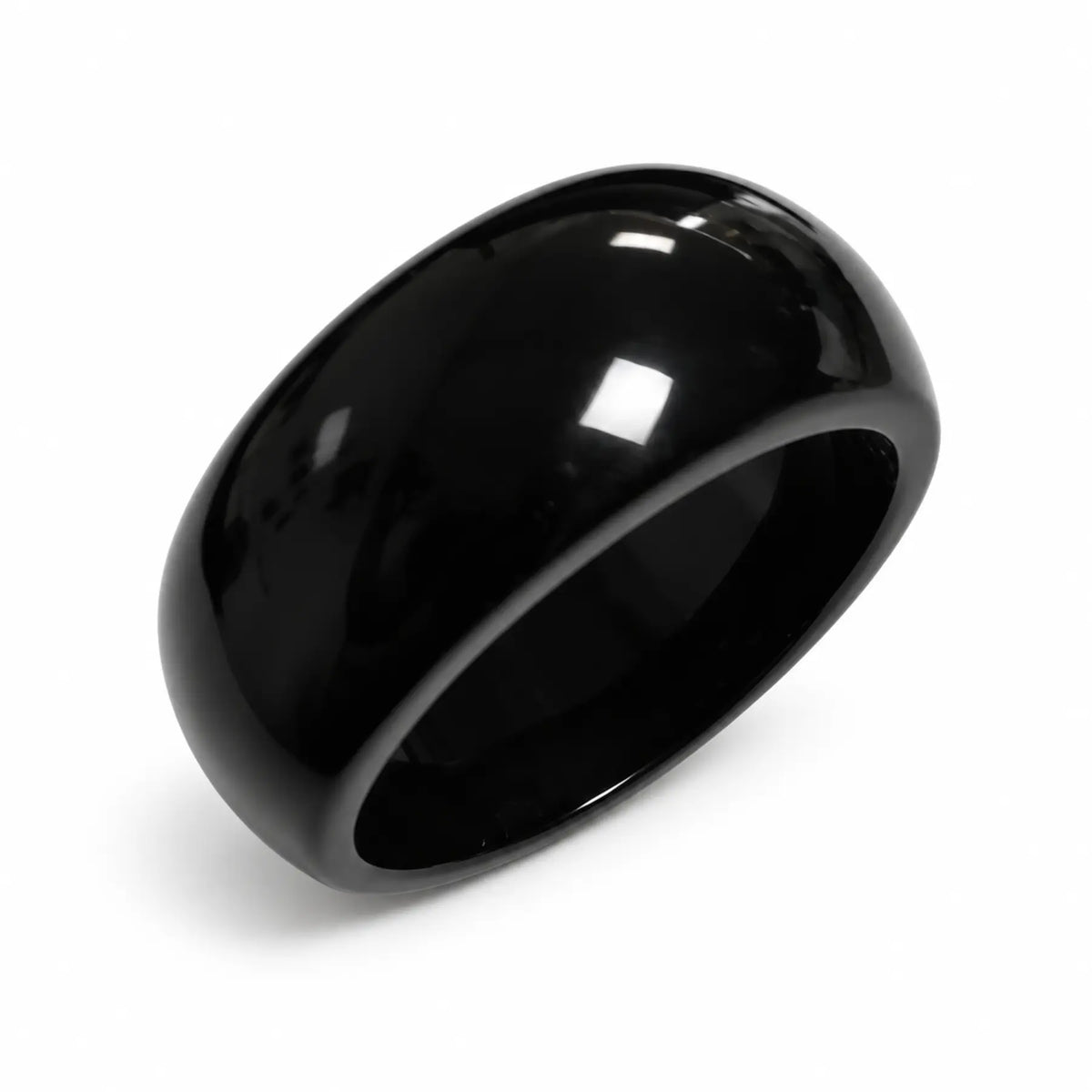 Black chunky smooth resin bangle bracelet