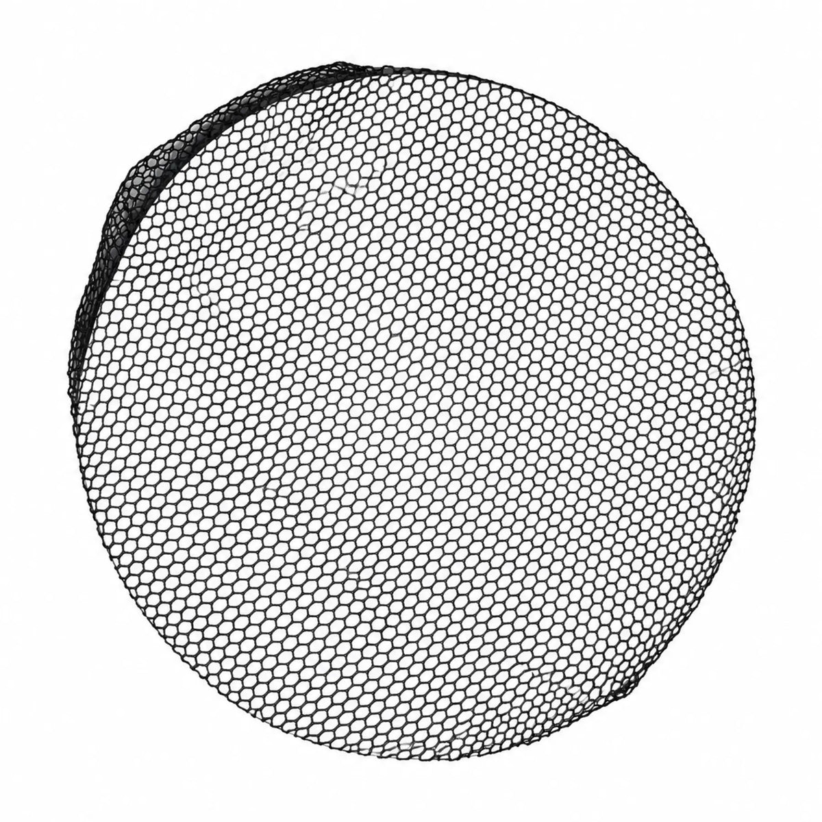 Black fine mesh hair bun net shown flat