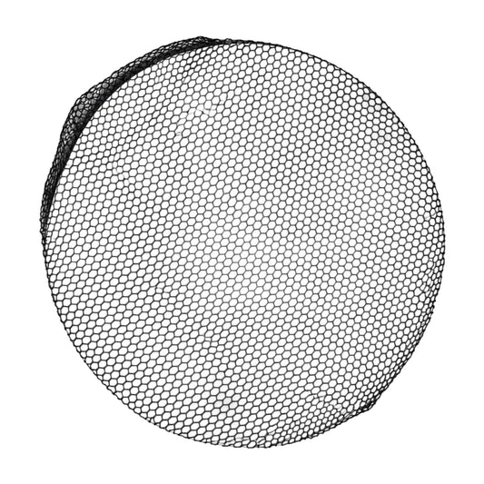 Black fine mesh hair bun net shown flat